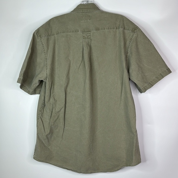 Vintage L.L. Bean OFCW9 Green Short Sleeve Button Up Shirt Medium - Picture 4 of 8